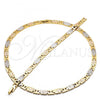Oro Laminado Necklace and Bracelet, Gold Filled Style Diamond Cutting Finish, Tricolor, 06.102.0004
