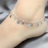 Sterling Silver Fancy Anklet, Star and Ball Design, Polished, Silver Finish, 03.409.0042.10