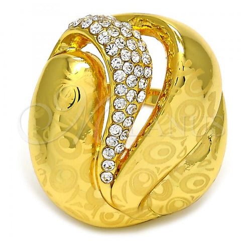 Oro Laminado Multi Stone Ring, Gold Filled Style with White Crystal, Polished, Golden Finish, 01.241.0027.09 (Size 9)