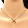 Oro Laminado Pendant Necklace, Gold Filled Style Heart Design, with White Micro Pave, Polished, Golden Finish, 04.342.0027.20