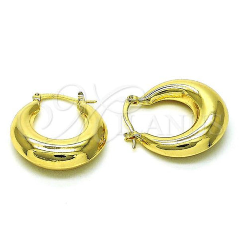 Oro Laminado Small Hoop, Gold Filled Style Hollow Design, Polished, Golden Finish, 02.163.0283.25