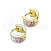 Stainless Steel Huggie Hoop, with Pink and White Crystal, Polished, Golden Finish, 02.230.0048.8.10