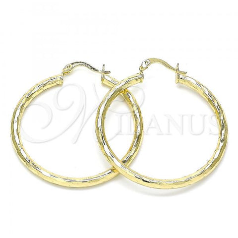 Oro Laminado Medium Hoop, Gold Filled Style Diamond Cutting Finish, Golden Finish, 02.213.0248.1.40