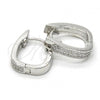 Sterling Silver Huggie Hoop, with White Micro Pave, Polished, Rhodium Finish, 02.174.0052.15
