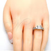 Oro Laminado Multi Stone Ring, Gold Filled Style with White Cubic Zirconia, Polished, Rhodium Finish, 01.94.0006.1.07 (Size 7)