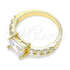 Oro Laminado Multi Stone Ring, Gold Filled Style with White Cubic Zirconia, Polished, Golden Finish, 01.210.0125.07