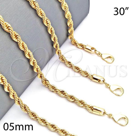 Oro Laminado Basic Necklace, Gold Filled Style Rope Design, Polished, Golden Finish, 5.222.033.30