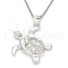 Sterling Silver Fancy Pendant, Turtle Design, with White Micro Pave, Polished,, 05.398.0028