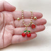Oro Laminado Necklace and Earring, Gold Filled Style Cherry Design, Polished, Golden Finish, 06.417.0018