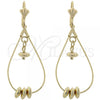 Oro Laminado Long Earring, Gold Filled Style Teardrop Design, Polished, Golden Finish, 02.32.0287