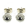 Rhodium Plated Stud Earring, with Black and White Cubic Zirconia, Polished, Rhodium Finish, 02.349.0002