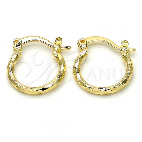 Oro Laminado Small Hoop, Gold Filled Style Diamond Cutting Finish, Golden Finish, 02.96.0079.15