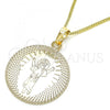 Oro Laminado Pendant Necklace, Gold Filled Style Divino Niño Design, Polished, Golden Finish, 04.106.0063.1.20