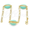 Oro Laminado Fancy Anklet, Gold Filled Style Shell Design, Turquoise Enamel Finish, Golden Finish, 03.63.2091.10