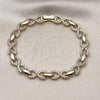 Oro Laminado Tennis Bracelet, Gold Filled Style Infinite and Hugs and Kisses Design, with White Cubic Zirconia, Polished, Golden Finish, 03.283.0458.07
