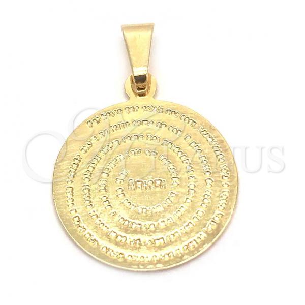 Oro Laminado Religious Pendant, Gold Filled Style Prayer Design, Polished, Golden Finish, 05.32.0076
