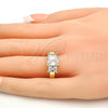 Oro Laminado Multi Stone Ring, Gold Filled Style with White Cubic Zirconia, Polished, Golden Finish, 01.99.0089.08 (Size 8)