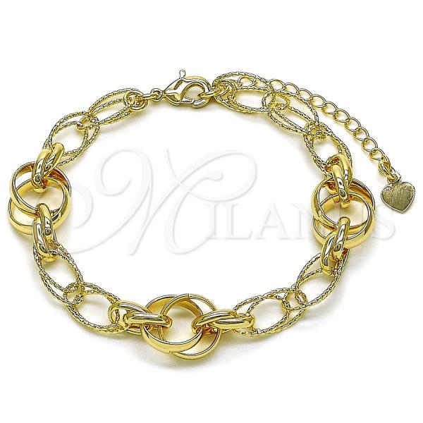 Oro Laminado Fancy Bracelet, Gold Filled Style Diamond Cutting Finish, Golden Finish, 03.93.0020.07