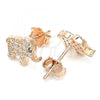 Sterling Silver Stud Earring, Elephant Design, with White Micro Pave, Polished, Rose Gold Finish, 02.336.0030.1