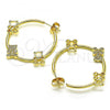 Oro Laminado Medium Hoop, Gold Filled Style Teddy Bear Design, with White Micro Pave, Polished, Golden Finish, 02.210.0708.30