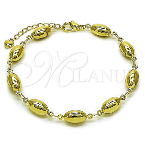 Oro Laminado Fancy Bracelet, Gold Filled Style Ball and Hollow Design, Polished, Golden Finish, 03.213.0339.07