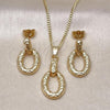 Oro Laminado Earring and Pendant Adult Set, Gold Filled Style Diamond Cutting Finish, Golden Finish, 10.163.0031