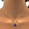 Oro Laminado Pendant Necklace, Gold Filled Style Rolo Design, with Heliotrope and Aurore Boreale Swarovski Crystals, Polished, Golden Finish, 04.239.0039.8.16