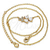Oro Laminado Pendant Necklace, Gold Filled Style Heart Design, with White Cubic Zirconia, Polished, Golden Finish, 04.213.0034.16