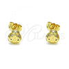 Oro Laminado Stud Earring, Gold Filled Style Ladybug Design, with White Micro Pave, Polished, Golden Finish, 02.156.0649