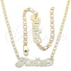 Oro Laminado Necklace and Bracelet, Gold Filled Style Polished, Golden Finish, 06.63.0233