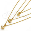 Oro Laminado Pendant Necklace, Gold Filled Style with White Cubic Zirconia, Polished, Golden Finish, 04.60.0011.18