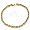 Gold Tone Basic Bracelet, Rope Design, Polished, Golden Finish, 04.242.0040.09GT