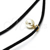 Oro Laminado Fancy Necklace, Gold Filled Style Choker and Ball Design, with Ivory Pearl, Polished, Golden Finish, 04.215.0010.13