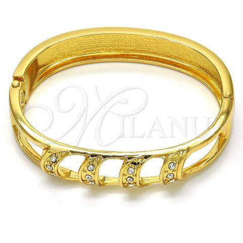 Oro Laminado Individual Bangle, Gold Filled Style with White Crystal, Polished, Golden Finish, 07.252.0048.05 (12 MM Thickness, Size 5 - 2.50 Diameter)
