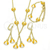 Oro Laminado Earring and Pendant Children Set, Gold Filled Style Ladybug Design, with White Crystal, Yellow Enamel Finish, Golden Finish, 06.60.0005.2