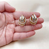 Oro Laminado Stud Earring, Gold Filled Style Love Knot and Hollow Design, Polished, Tricolor, 02.196.0128.1