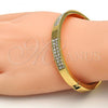 Gold Tone Individual Bangle, with White Crystal, Polished, Golden Finish, 07.252.0027.05.GT (07 MM Thickness, Size 5 - 2.50 Diameter)