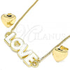 Oro Laminado Earring and Pendant Adult Set, Gold Filled Style Love and Heart Design, White Enamel Finish, Golden Finish, 06.63.0216