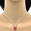 Rhodium Plated Pendant Necklace, Flower and Box Design, with Padparadscha Swarovski Crystals and White Cubic Zirconia, Polished, Rhodium Finish, 04.239.0020.16