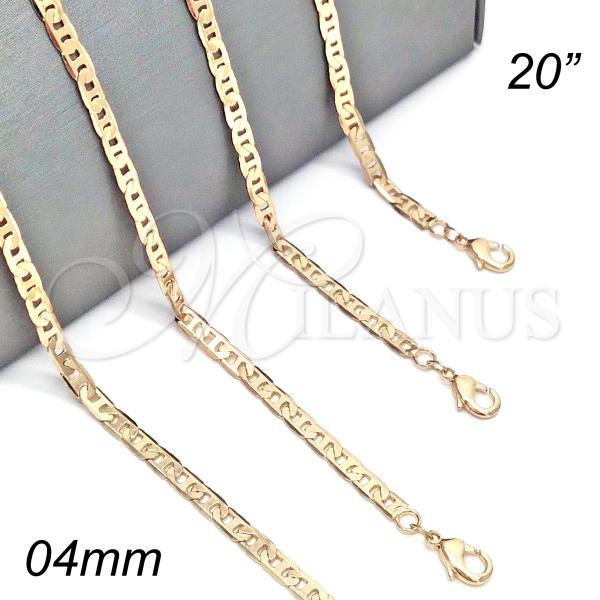 Oro Laminado Basic Necklace, Gold Filled Style Mariner Design, Polished, Golden Finish, 04.213.0134.20