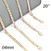 Oro Laminado Basic Necklace, Gold Filled Style Mariner Design, Polished, Golden Finish, 04.213.0134.20