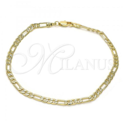 Oro Laminado Basic Anklet, Gold Filled Style Figaro Design, Polished, Golden Finish, 04.213.0142.10