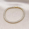 Oro Laminado Tennis Bracelet, Gold Filled Style with White Cubic Zirconia, Polished, Golden Finish, 03.283.0356.07