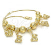 Oro Laminado Charm Bracelet, Gold Filled Style Teddy Bear Design, Polished, Golden Finish, 03.63.1925.08