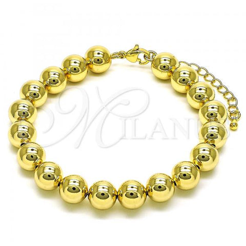 Oro Laminado Fancy Bracelet, Gold Filled Style Ball Design, Polished, Golden Finish, 03.341.0192.08