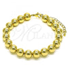 Oro Laminado Fancy Bracelet, Gold Filled Style Ball Design, Polished, Golden Finish, 03.341.0192.08