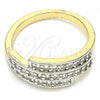 Oro Laminado Multi Stone Ring, Gold Filled Style with White Cubic Zirconia, Polished, Two Tone, 01.210.0068.07 (Size 7)