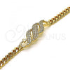 Oro Laminado Fancy Bracelet, Gold Filled Style with White Micro Pave, Polished, Golden Finish, 03.283.0225.07