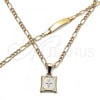 Oro Laminado Necklace and Bracelet, Gold Filled Style Cross Design, Polished, Golden Finish, 06.63.0259