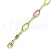Oro Laminado Fancy Anklet, Gold Filled Style with Multicolor Cubic Zirconia, Polished, Golden Finish, 03.386.0004.10